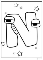 Alphabet Lore N Coloring Sheet with stars