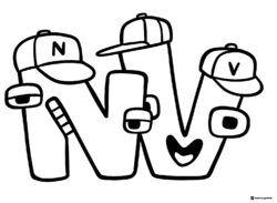 Alphabet Lore N W V with Caps Coloring Page