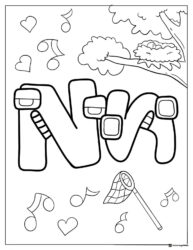 Alphabet Lore N with Nest and Notes Coloring Page