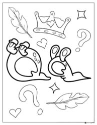 Alphabet Lore Q Coloring Sheet with crown and feathers