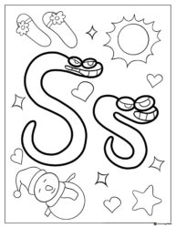 Alphabet Lore Ss Coloring Sheet with snowman and sun