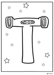 Alphabet Lore T Coloring Page with stars