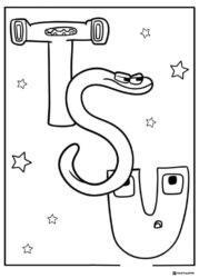 Alphabet Lore T S U Coloring Page with stars