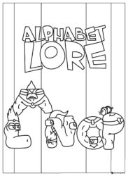 Alphabet Lore Title and Characters Coloring Page