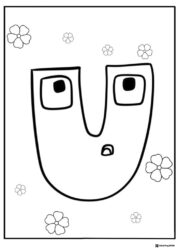 Alphabet Lore U Coloring Page with flowers