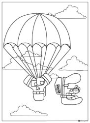 Alphabet Lore V and W Parachuting Coloring Page