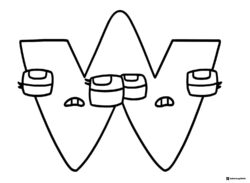 Alphabet Lore W with a worried expression coloring page
