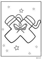 Alphabet Lore X Coloring Sheet with stars