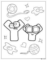 Alphabet Lore Y with Yarn and Hearts Coloring Sheet