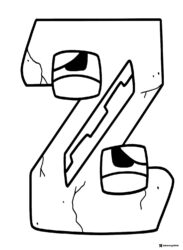Alphabet Lore Z Coloring Page with Cracks