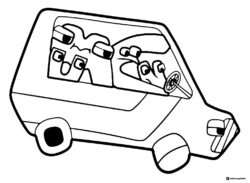Alphabet Lore in a Van Coloring Page