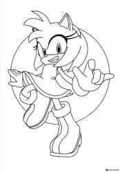 Amy Rose Striking a Dynamic Pose Coloring Page