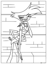 Angel Dust Coloring Page Posing Against Brick Wall