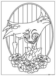 Angel Dust Coloring Page with Roses and Oval Frame