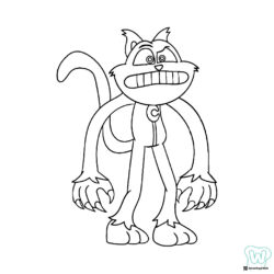 Angry Catnap standing with large claws Coloring Page 1