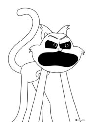 Angry Catnap with sharp teeth and long legs Coloring Page 1