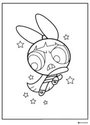Angry Powerpuff Girl Coloring Sheet with Stars