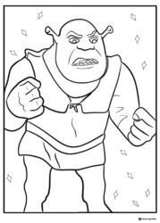 Angry Shrek ready to fight coloring page