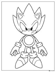 Angry Sonic Coloring Page with Blank Emblem Circle