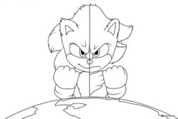 Angry Sonic Over Planet Coloring Page