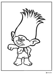 Angry Trolls character with spiky hair coloring