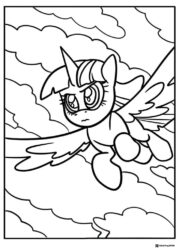 Angry Twilight Sparkle flying through clouds