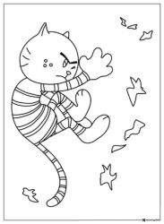 Angry striped cat coloring page