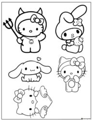 Assorted Sanrio Characters Coloring Sheet
