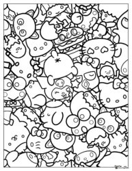 Assortment of Sanrio characters coloring sheet