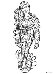 Astrid Hofferson coloring page in dragon scale armor
