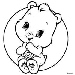 Baby Care Bear Coloring Page with a heart on its belly