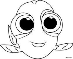 Baby Dory close up face coloring sheet