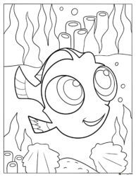 Baby Dory underwater coloring page