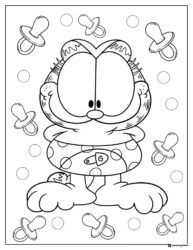 Baby Garfield with Pacifiers Coloring Page