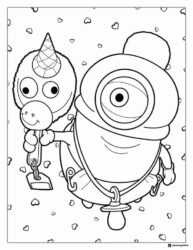 Baby Minion with Unicorn Toy Coloring Page