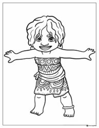 Baby Moana Coloring Page with Arms Open Wide