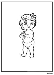 Baby Moana Coloring Page with Flower in Hair