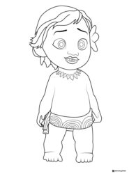 Baby Moana Coloring Sheet close up smiling