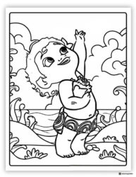 Baby Moana Looking Up at Sky Coloring Page
