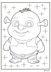 Baby Ogre Coloring Page with Sparkle Background
