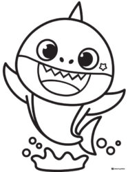 Baby Shark coloring page jumping out of water