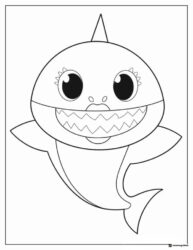 Baby Shark coloring page smiling broadly