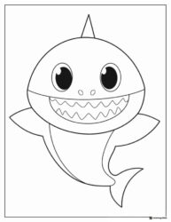 Baby Shark coloring page smiling with open mouth