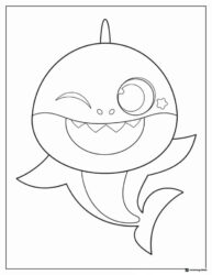 Baby Shark coloring page winking with a star
