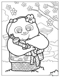 Baby panda Kung Fu Panda Coloring Page in basket