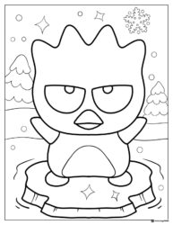 Badtz Maru on Ice Floe Winter Coloring Sheet