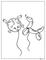 Balloon animal frog and dog coloring page