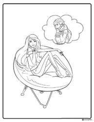 Barbie Coloring Page Daydreaming on a Chair