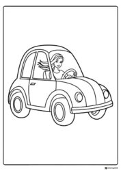 Barbie Coloring Page Driving a Small Car