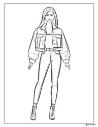 Barbie Coloring Page in Denim Jacket and Jeans